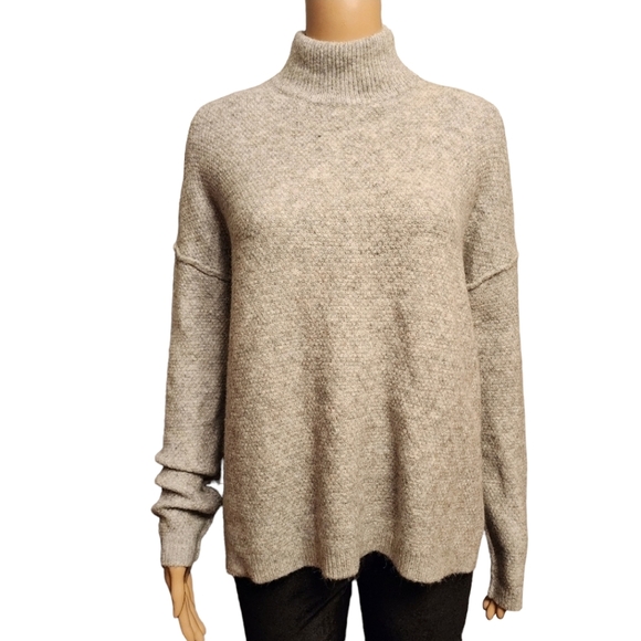 Gray Mock Neck Oversized High Low Sweater - Picture 1 of 10